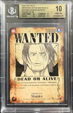 2024 One Piece Card Game Emperors in the New World Shanks WANTED POSTER BGS 10 - Image 1