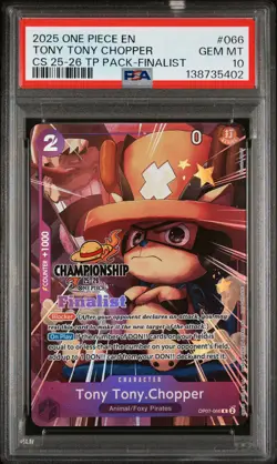 2025 ONE PIECE CHAMP 25-26 TOP PLAYER PACK FINALIST TONY TONY CHOPPER PSA 10 - Image 1