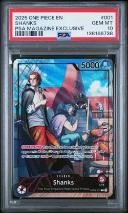 2025 ONE PIECE PROMOS PSA MAGAZINE EXCLUSIVE #001 SHANKS PSA 10 - Image 1
