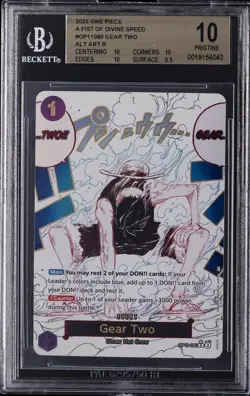 2025 ONE PIECE FIST OF DIVINE SPEED RARE ALT ART #OP11-080 GEAR TWO BGS 10 - Image 1