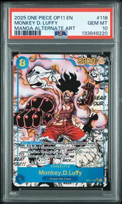 2025 ONE PIECE A FIST OF DIVINE SPEED MANGA ALT ART MONKEY D. LUFFY PSA 10 - Image 1