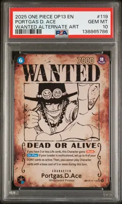 2025 ONE PIECE OP13-CARRYING ON HIS WILL #119 PORTGAS D. ACE PSA 10 - Image 1