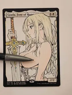 Hand Painted Altered Art Mtg land card Anime girl Giada, Font of Hope Commander - Image 1