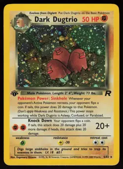 Dark Dugtrio 6/82 Rare Team Rocket Holo 1st Edition Pokemon - Image 1