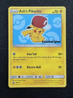 Ash's Pikachu SM113 Sun & Moon Black Star Promo Card Pokemon TCG NM - Image 1