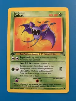 1st Edition Zubat 57/62 Fossil Set Rare Vintage 1999 Pokemon Card - NM - Image 1