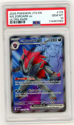 PSA 10 2025 Pokemon N's Zoroark ex 175/159Journey Together Holo Ultra Rare - Image 1