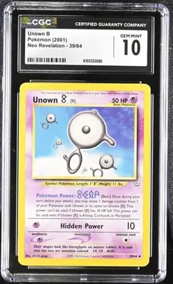 Pokemon Unown B 2001 Neo Revelation 39/64 CGC 10 - Image 1