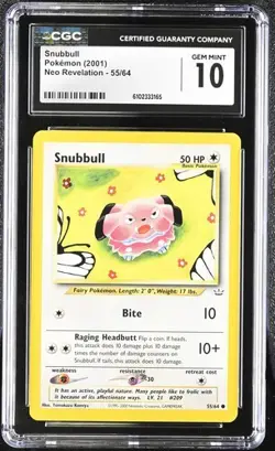 Pokemon Snubbull 2001 Neo Revelation 55/64 CGC 10 - Image 1