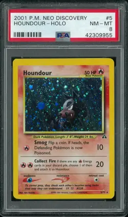 Pokemon Neo Discovery Houndour 5/75 PSA 8 - Image 1