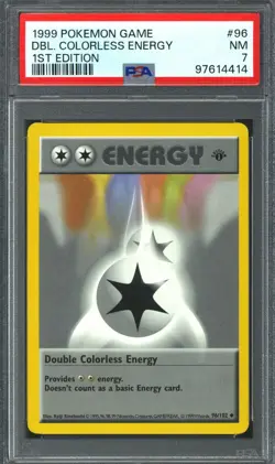 Pokemon Base Set 1st Edition Shadowless Double Colorless Energy 96/102 PSA 7 - Image 1