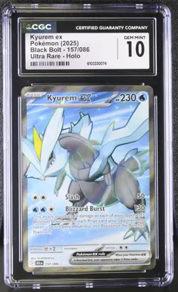 CGC 10 Kyurem ex 157/086 Full Art Ultra Rare Black Bolt Pokemon Scarlet & Violet - Image 1