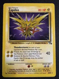 Zapdos 30/62 Fossil Rare Non Holo 1999 Vintage Pokemon TCG Card Unlimited NM/LP - Image 1