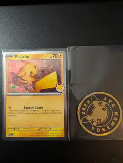 2026 Pikachu 051/162 Pokemon Day 30th Anniversary Stamped Promo TCG Plus Coin - Image 1