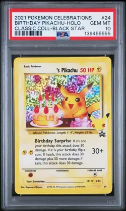 2021 POKEMON CELEBRATIONS CLASSIC COLL #24 BIRTHDAY PIKACHU-HOLO PSA 10 - Image 1