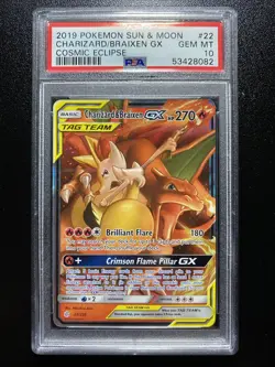 Pokemon Charizard & Braixen GX Cosmic Eclipse Holo Ultra Rare #22 PSA 10 - Image 1