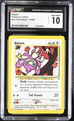 Pokemon 2001 Aipom Neo Revelation 41/64 CGC 10 - Image 1