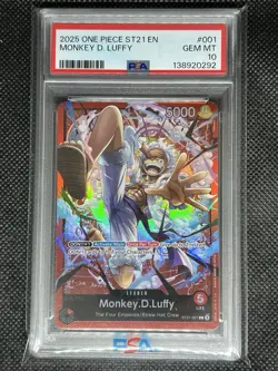2025 One Piece CCG English ST 21-001 Monkey D Luffy PSA 10 Gem Mt - Image 1