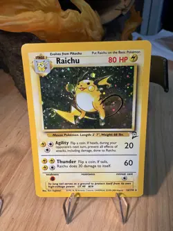 Raichu 16/130 Base Set 2 Holo Rare Pokemon Card English (SWIRL) - Image 1