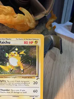 Raichu 16/130 Base Set 2 Holo Rare Pokemon Card English (SWIRL) - Image 2