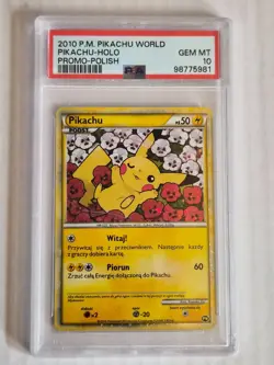 PSA 10 Pikachu World Promo Polish Pokemon Card Holo 2010 Gem Mint - Image 1