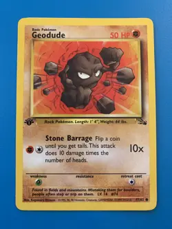 1st Edition Geodude 47/62 Fossil Set Rare Vintage 1999 Pokemon Card - NM - Image 1