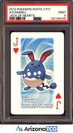 Pokemon 2012 Azumarill Jack Of Hearts Pokemon White 2 Playing Cards PSA 9 - Image 1