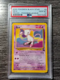 2000 Pokemon Black Star Mew Promo Pokemon League PSA 10 - Image 1