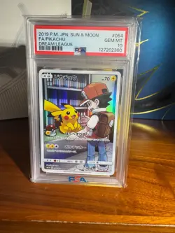 2019 POKEMON JPN SUN & MOON DREAM LEAGUE #054 FULL ART/PIKACHU PSA 10 - Image 1