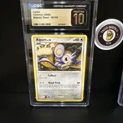 Pokemon Aipom Majestic Dawn 50/100 & 51/100 CGC Pristine 10 Gold Label Slab Duo - Image 3