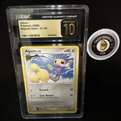 Pokemon Aipom Majestic Dawn 50/100 & 51/100 CGC Pristine 10 Gold Label Slab Duo - Image 4