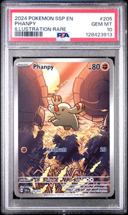 2024 POKEMON SSP EN-SURGING SPARKS ILLUSTRATION RARE #205 PHANPY PSA 10 - Image 1
