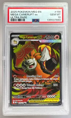 7660 Mega Camerupt ex 2025 Pokemon Evolution - MEG EN #156/132 Ultra Rare PSA 10 - Image 1