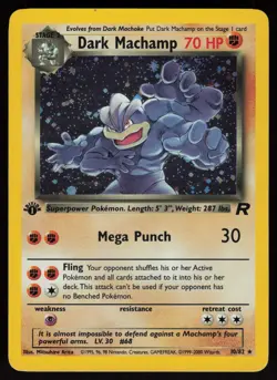 Dark Machamp 10/82 Rare Team Rocket Holo 1st Edition Pokemon - Image 1