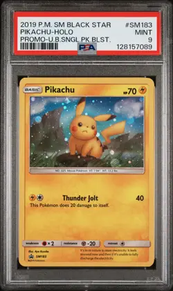 2019 POKEMON SM BLACK STAR PROMO #SM183 PIKACHU-HOLO PSA 9 - Image 1