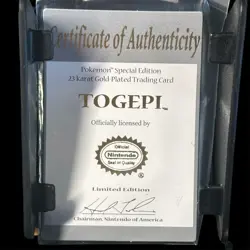 Pokemon 23k Gold Plated Togepi Trading Card 1999 Burger King Pokeball COA - Image 2