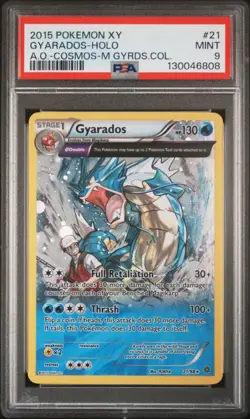 2015 POKEMON XY ANCIENT ORIGINS #21 GYARADOS HOLO COSMOS PSA 9 - Image 1