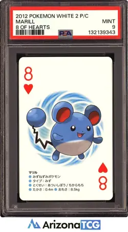Pokemon 2012 Marill 8 Of Hearts Pokemon White 2 Playing Cards Japanese PSA 9 - Image 1
