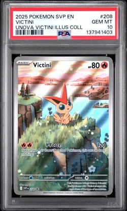 2025 Pokemon SVP 208 Victini PSA 10 Graded Illustration Rare Promo Unova 649 - Image 1