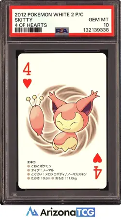 Pokemon 2012 Skitty 4 Of Hearts Pokemon White 2 Playing Card Japanese PSA 10 - Image 1