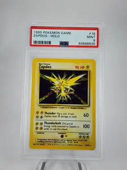 PSA 9 MINT RARE Pokemon HOLO Zapdos 16/102 Pokemon base set Unlimited 1999 - Image 1