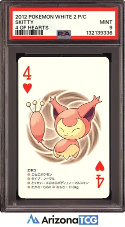 Pokemon 2012 Skitty 4 Of Hearts Pokemon White 2 Playing Card Japanese PSA 9 - Image 1