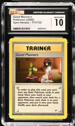 Pokemon 2000 Good Manners Gym Heroes 111/132 CGC 10 - Image 1