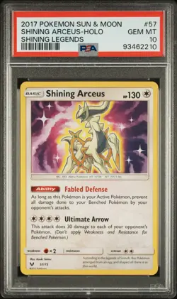 2017 POKEMON SUN & MOON SHINING LEGENDS #57 SHINING ARCEUS HOLO PSA 10 - Image 1