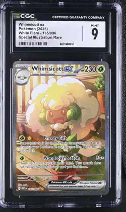 CGC 9 - Whimsicott ex 165/086 Special Illustration Rare White Flare Pokemon TCG - Image 1