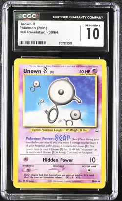 Pokemon 2001 Unown B Neo Revelation 39/64 CGC 10 - Image 1