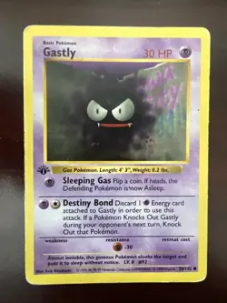 Gastly 50/102 1st Edition - Pokemon Base Set 1st Edition (Shadowless) Played - Image 1
