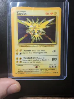 Pokemon Card Unlimited Edition Holo Rare Base Set 1999 Zapdos 16/102 PL^^ - Image 1