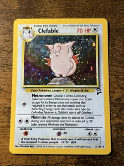 Pokemon TCG Clefable Base Set 2 Holo Card 5/130 - Image 1