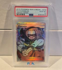 Channeler 232/236 PSA 10 Gem Mint Unified Minds 2019 Pokemon Card Trainer - Image 1